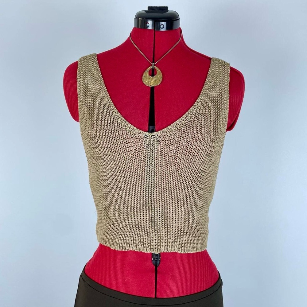 Brown Knit Sheer Tank Top